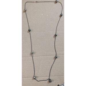 Vintage Sterling Silver Bead Station Necklace 31" Long Rope Chain 9g 925 S/S